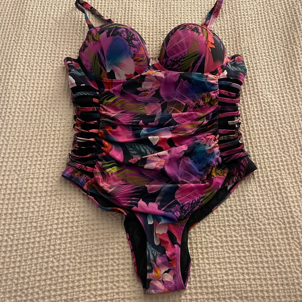 Torrid Pink and Purple Floral One Piece Swimsuit